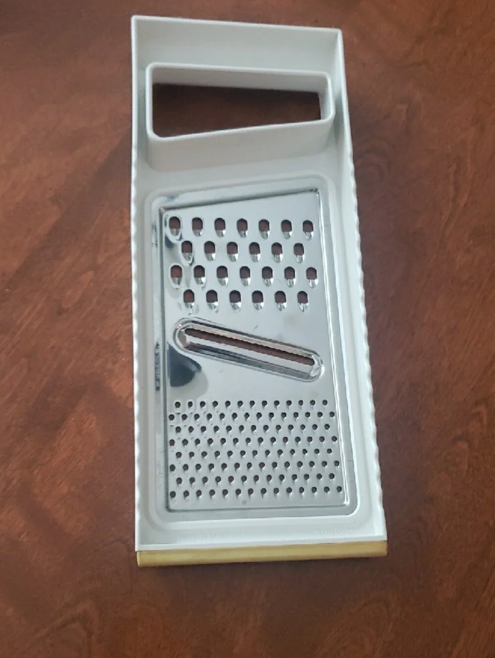 Vtg Leifheit -Slany Design White Handheld Cheese Grater W/ Stainless Steel Panel
